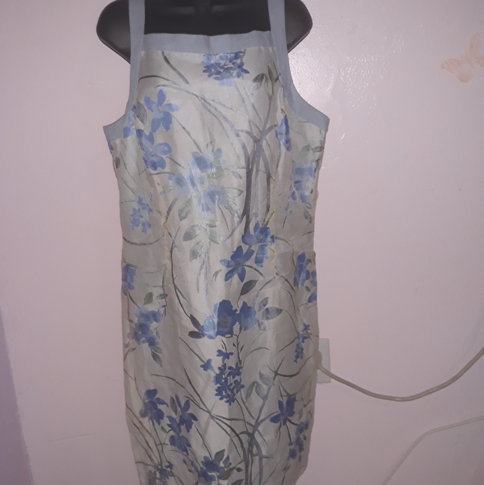 Floral simple white and blue dress
